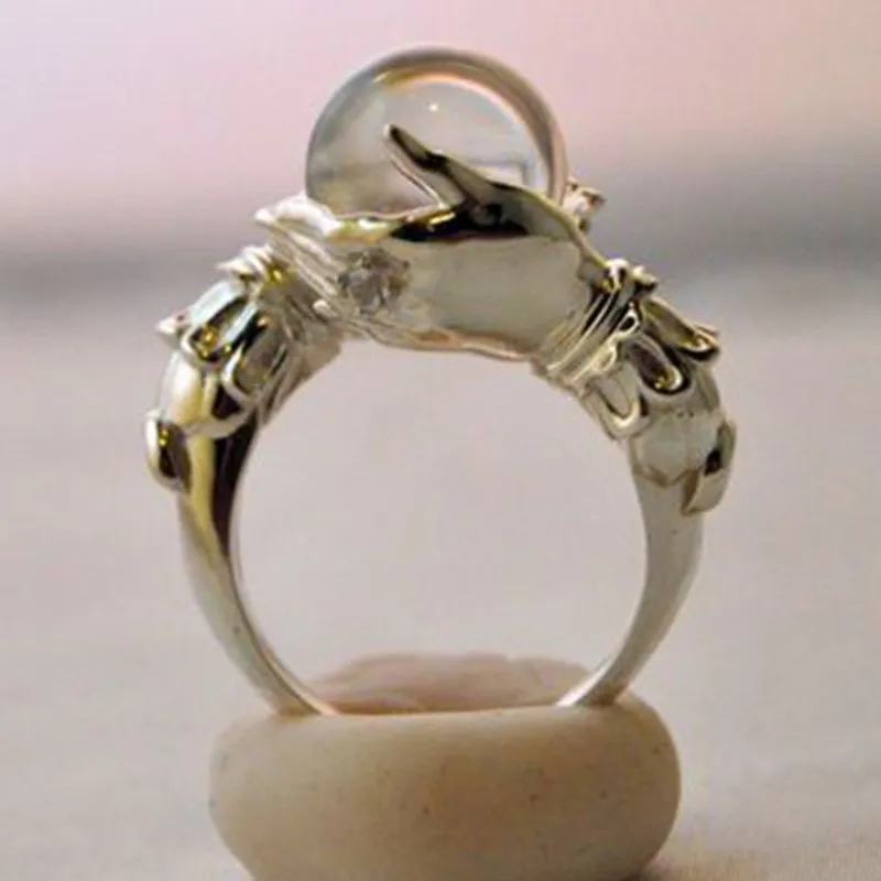 

New Hand Crystal Shape Ladies Ring Lucky Bead Wedding Ring Commitment Ladies Jewelry Ring Wholesale