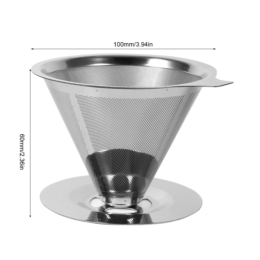 

1PC Stainless Steel Pour Over Coffee Dripper Double Layer Mesh Filter Cup Stand Home Office Use Coffee
