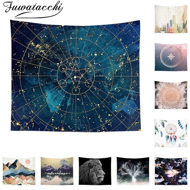 

Fuwatacchi Galaxy Landscape Printed Tapestry Wall Hanging Tapestries Camping Travel Mattress Sleeping Pad Sandy Rug Blankets New