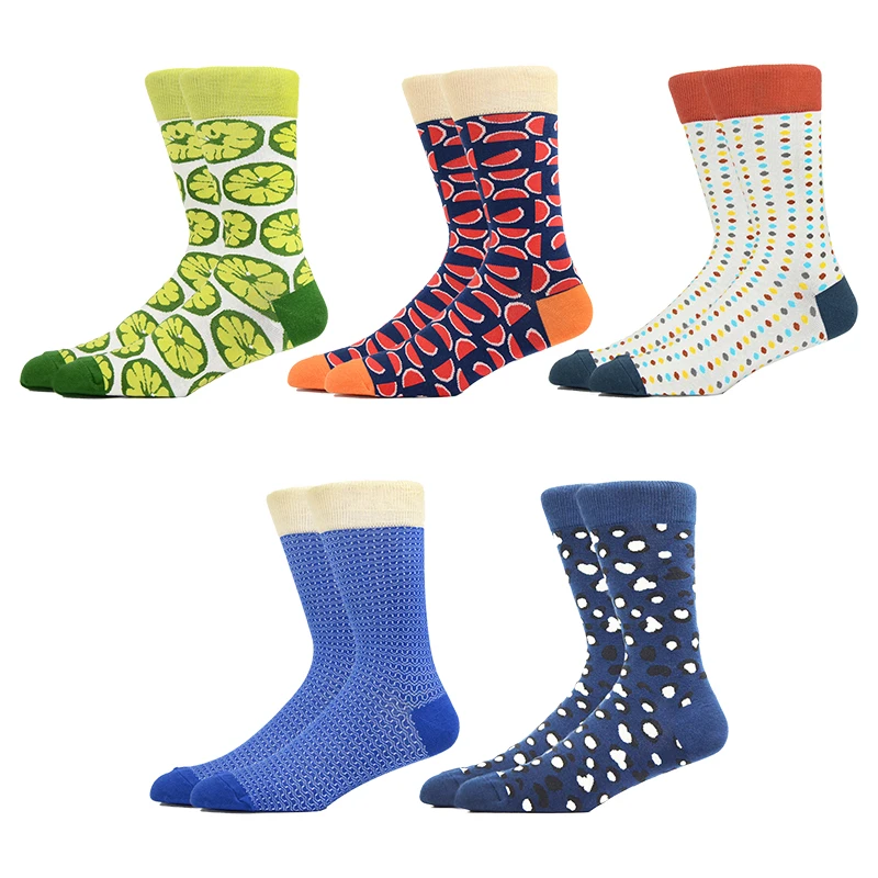 

Hot Sold Colored Men's Sailor Cotton Socks Funny Watermelon Fruit Pattern Creative Women's Novelty Socks Gift