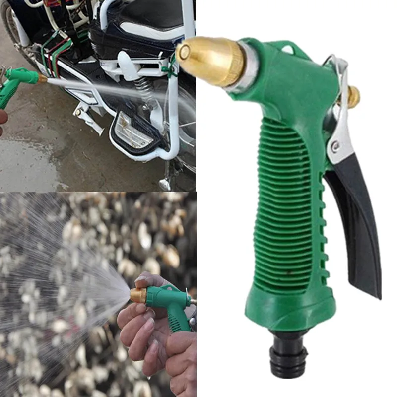 

Professional Washing Water Gun Adjustable Car Truck Copper Head Spray Green Handle High Pressure Multifunctional Accessories