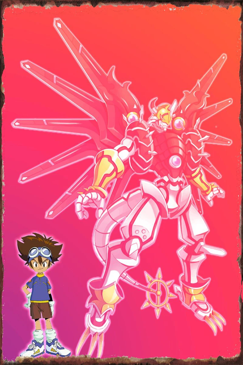 

Digimon декор комнаты Ретро винтажный металлический знак жестяной знак оловянные пластины Настенный декор для искусства человек пещера кафе П...