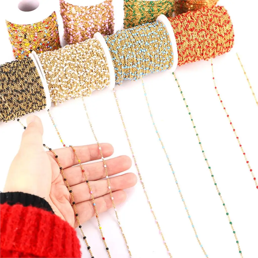 

Link Cable Chain Gold Plated Multicolor Necklace Women String Collar Charm Colorful Handmade Bohemia Collier Femme Jewelry Gifts