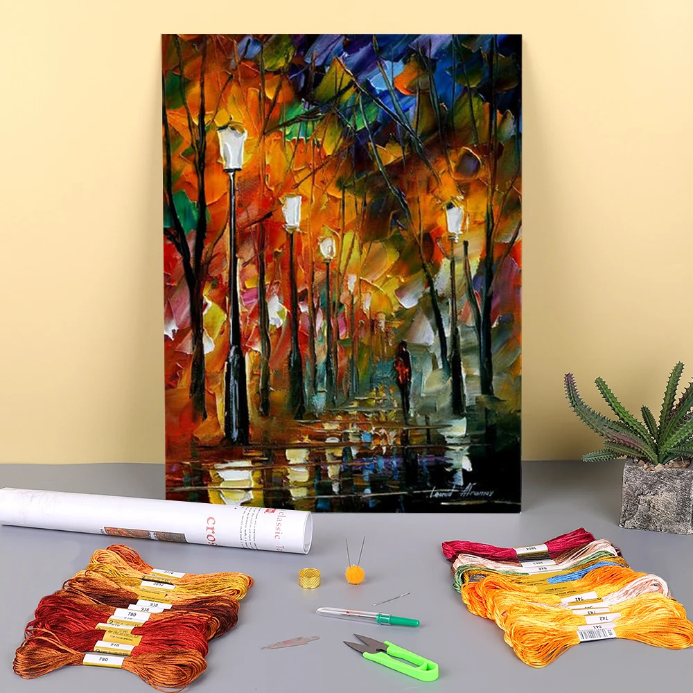 

Картина маслом стиль переулка Печать Ткань 11CT вышивка крестом DIY набор вышивки DMC нитки ручной работы шитье различные