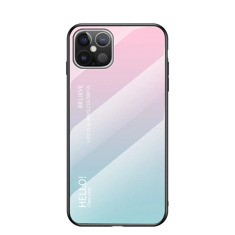 Gradient Glass Anti-drop Phone Case for Iphone 11PRO X XS MAX XR PLUS Painted Tempered Back Cover 8 7 6 SE | Мобильные телефоны и