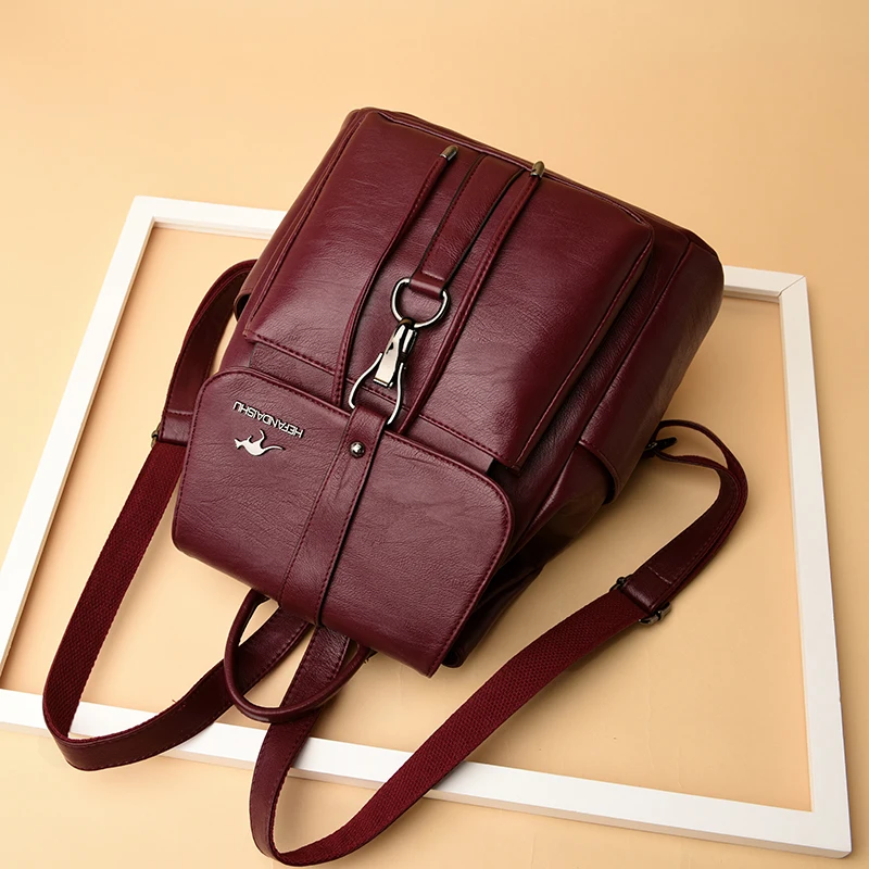 Высококачественный кожаный рюкзак для женщин из искусственной кожи дорожный