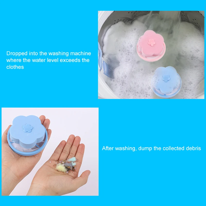 

Hot 10pcs Washing Machine Cleaning Ball Net Bag Multi-Color Plum Blossom Filter Cleaner Cleaning Gadget Laundry Products