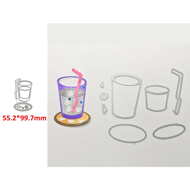 

Metal Cutting Dies Water Glass Ice Cube Straw Pad Decoration Scrapbooking Album Paper DIY Cards Crafts Embossing Cut Dies 2019