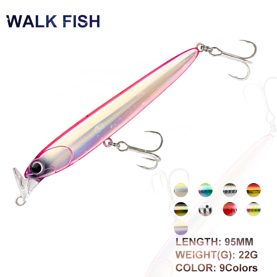 

WALK FISH 95mm/22g Fishing Lure Sinking Minnow Fishing Baits Wobblers Artificial 3D Eyes Hard Baits Saltwater Fishing Tools