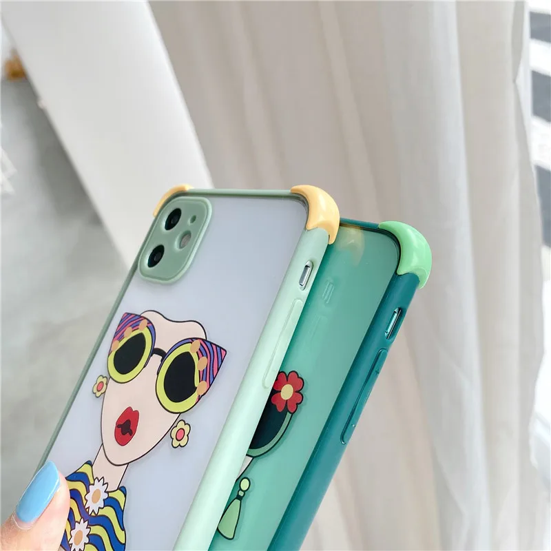 

Luxury brand glasses sexy Lips lady transparent anti-drop soft phone case for iphone 11 Pro Max XR XS Max 8 7 Plus back cover