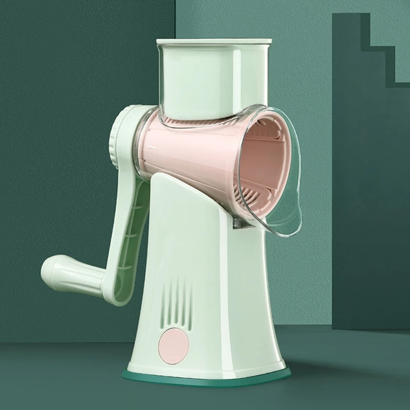 

T84E Manual Cheese Shredder with Handle 5 Blade Kitchen Gadgets Rotary Cheese Grater Easy Clean Stainless Steel Blades 5 in 1