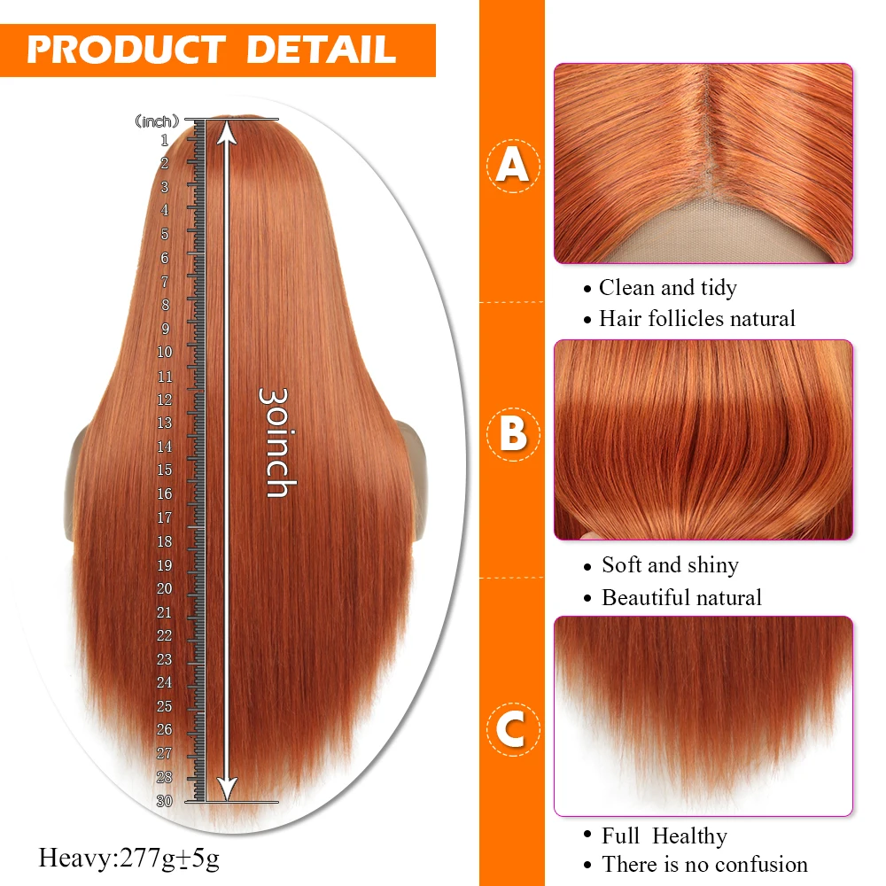 Длинные прямые парики для косплея средняя часть 13X3 кружевные передние