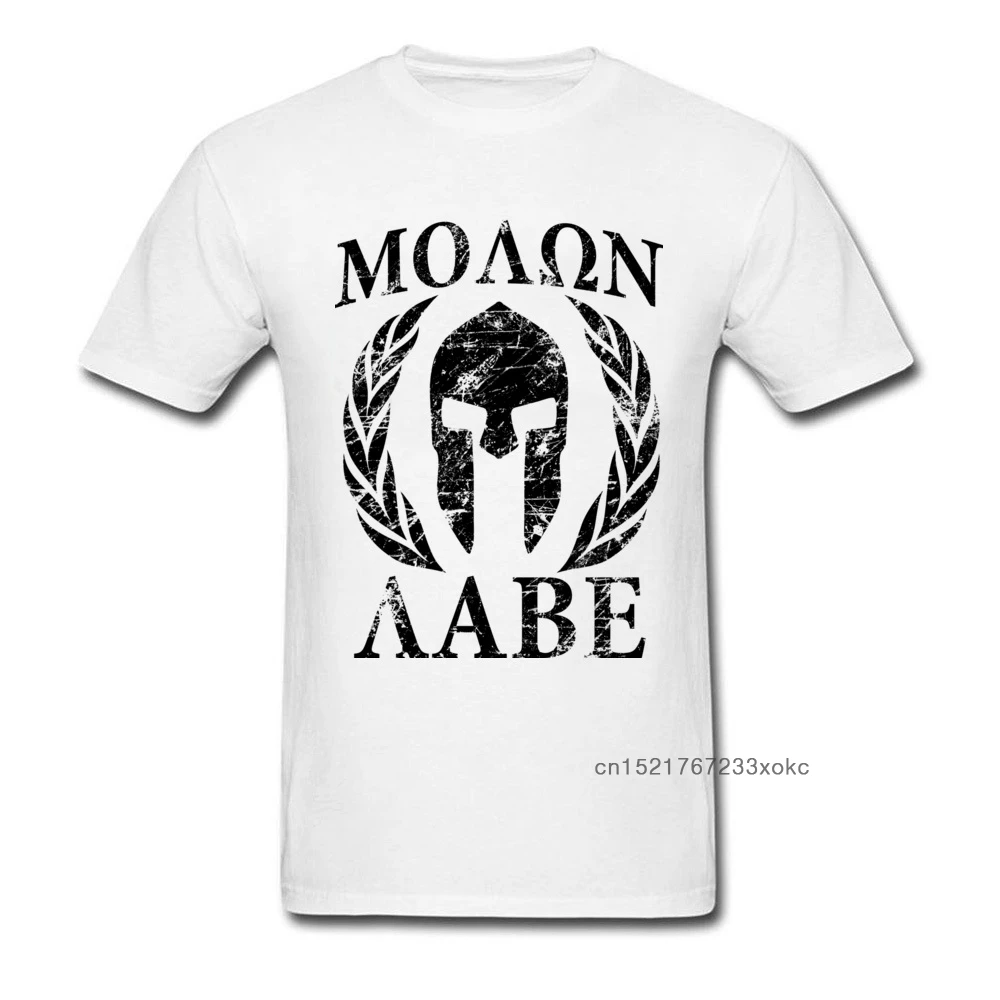 

T Shirt Molon Labe Spartan Trojan Helmet Laurels T-shirt Men Tshirt Cotton Black White Clothing Vintage Tee Logo Tops