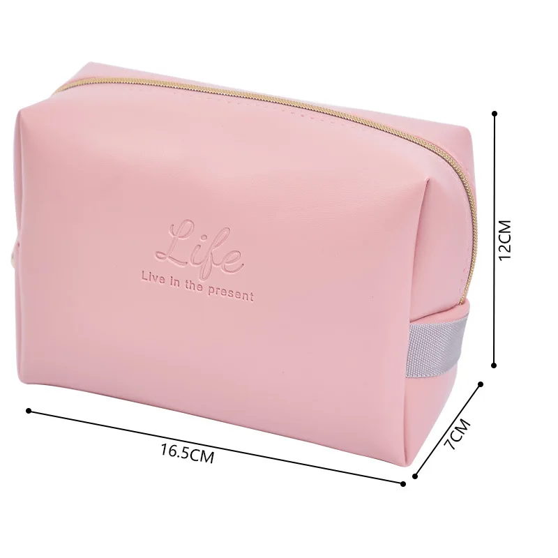 

Leather Outdoor Makeup Bag Waterproof Female Large Capacity Portable Travel Toiletry Bag Women Cosmetic Storage Box Good Gift