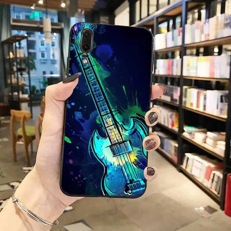 

Amazing Colorful Neon Guitar art Phone Case For Huawei honor Mate P 10 20 30 40 Pro 10i 9 10 20 8 x Lite