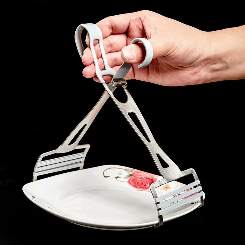 

Hot Bowl Holder Dish Clamp Pot Hot Dish Plate Bowl Clip Retriever Tongs Silicone Non-slip Stainless steel Handle Kitchen Tool