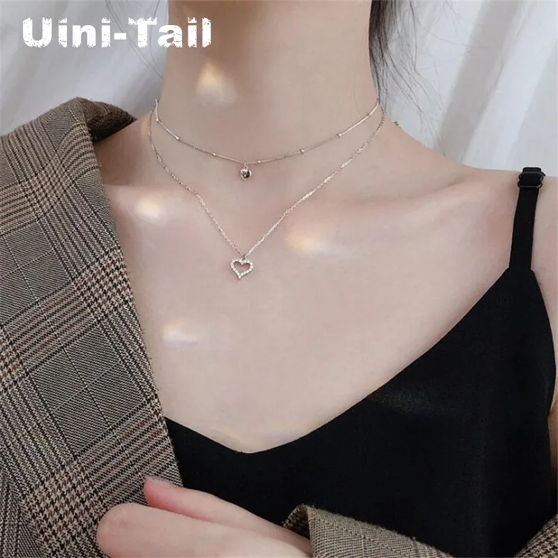Uini-Tail популярное новое ожерелье из стерлингового серебра 925 пробы двойное в форме