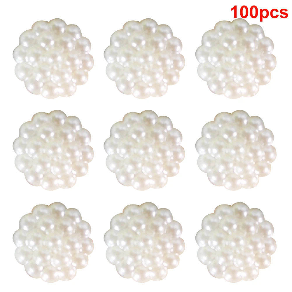100Pcs Jewelry Patchwork Bud Flatback Embellishment Resin Craft Art Heart White Imitation Pearl Clothing DIY Chic Decoration Bow | Дом и сад