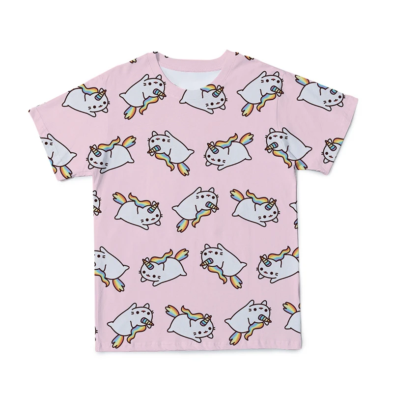 

2021 summer hot sale girls personality soft cute round neck T-shirt 3D printing campus casual style 100-6XL