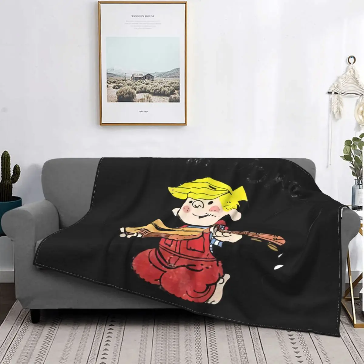 

Dennis The Menace-manta térmica con estampado de dibujos animados, colcha a cuadros para cama, manta térmica