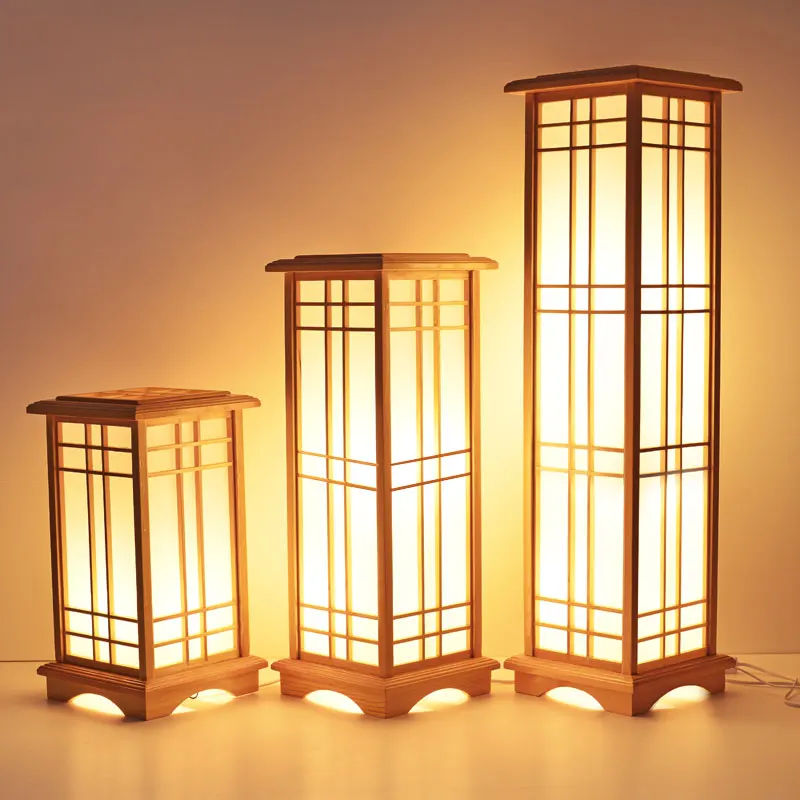 

Home Design Wood Lamp Fashion Japanese Floor Lamp Washitsu Tatami Decor Window Pane Lamp Restaurant Living Room Hallway Lighting