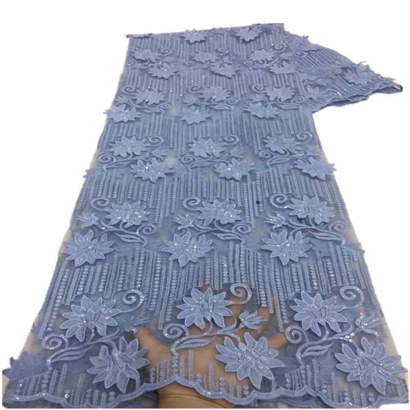 

SJ Lace African Lace Fabric French Lace Fabric 2021 Mesh Embroidered Sequins Fabric with Tulle Lace Fabric for Wedding x7-43