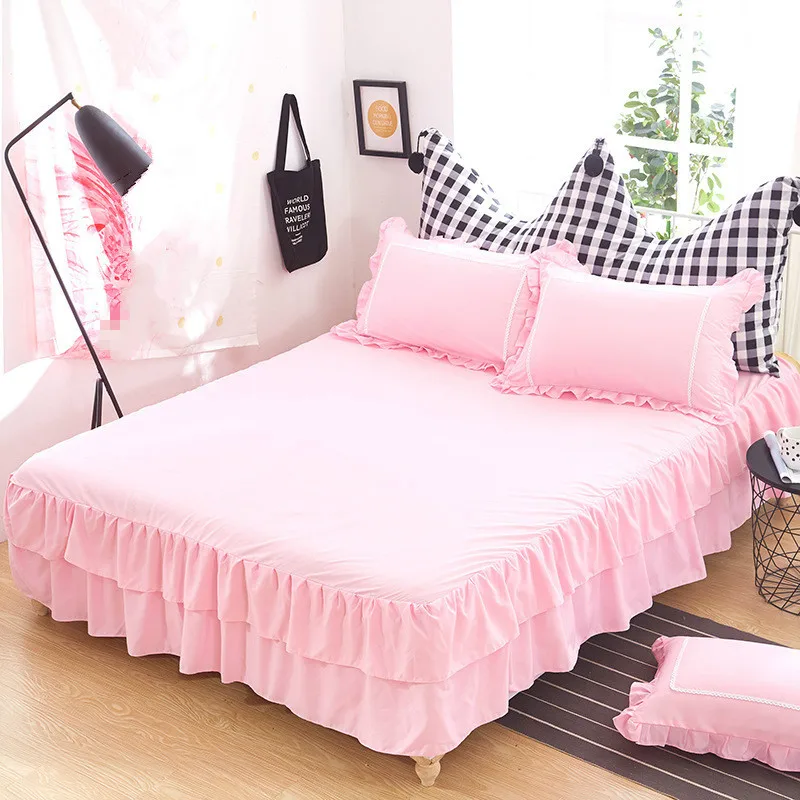 Printed Sanding Bed Cover Single Piece Korean Version of the Skirt Active Solid Color Bedding Accessories | Дом и сад