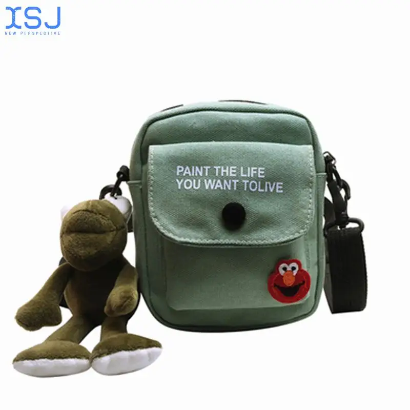 

Canvas Street Trend Small Square Bag Vertical Square Letter Stitching Soft Surface Small Fresh One-Shoulder Diagonal Bag