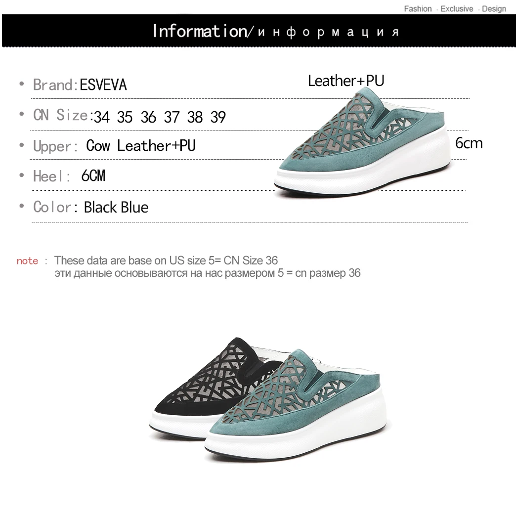 

ESVEVA 2019 Women Sheepskin+PU Wedge High Heel Pointed Toe Slingback Concise Elegant Ladies Shoes Size 34-39