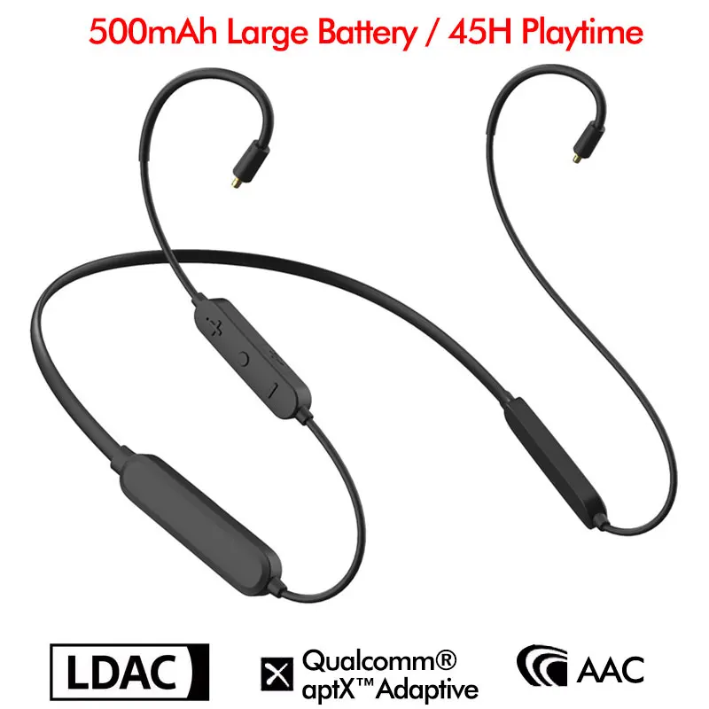 

LDAC aptX адаптивный чип QCC5125 BT5.0 Улучшенный кабель для наушников AptX-HD 500 мАч 45 часов воспроизведения для MMCX IE400/500 UE/QDC A2DC 2Pin IE8