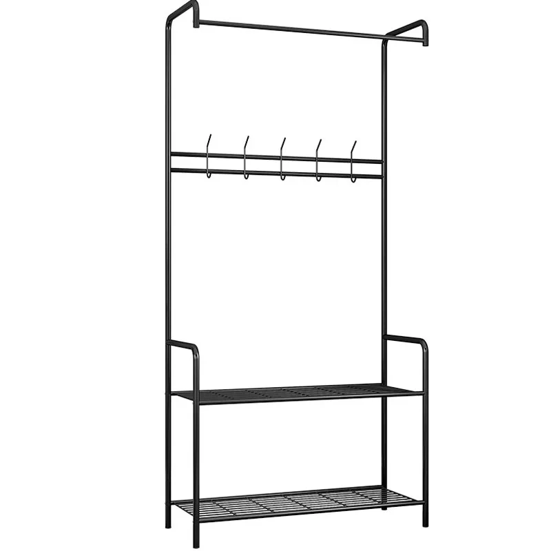 

Floor Cloth Shelf Coat Hat Rack Floor Standing Hanger Anti-rust Metal Iron Clothing Hanging Storage Shelf Organizer FA