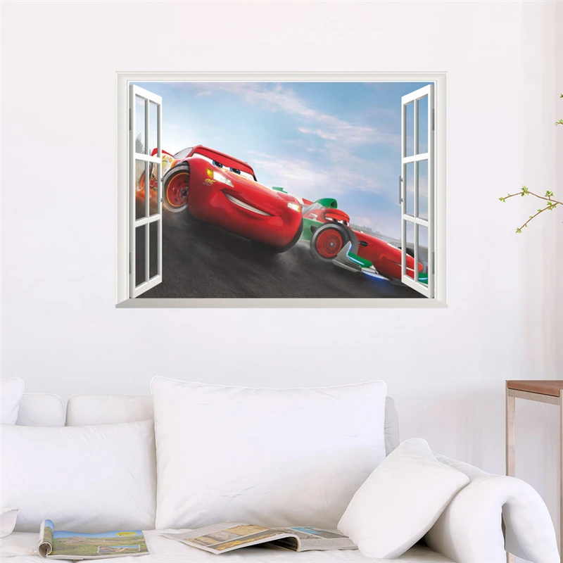 

3d Disney Cars 50*70cm Window Wall Stickers Home Decor Living Room Cartoon Lightning Mcqueen Wall Decals Pvc Mural Art Posters