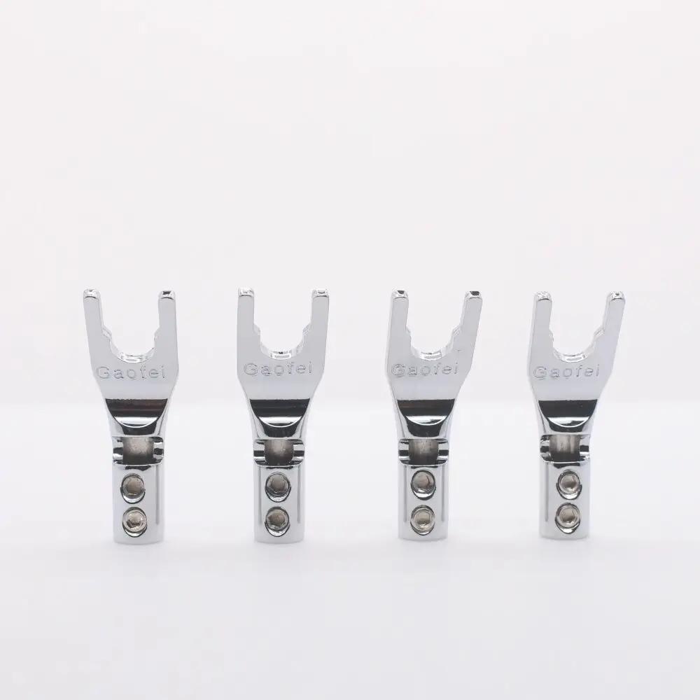 

hifi gaofei Pure Red Copper Rhodium Plated Spade plug Speaker Cable Connector 4pcs