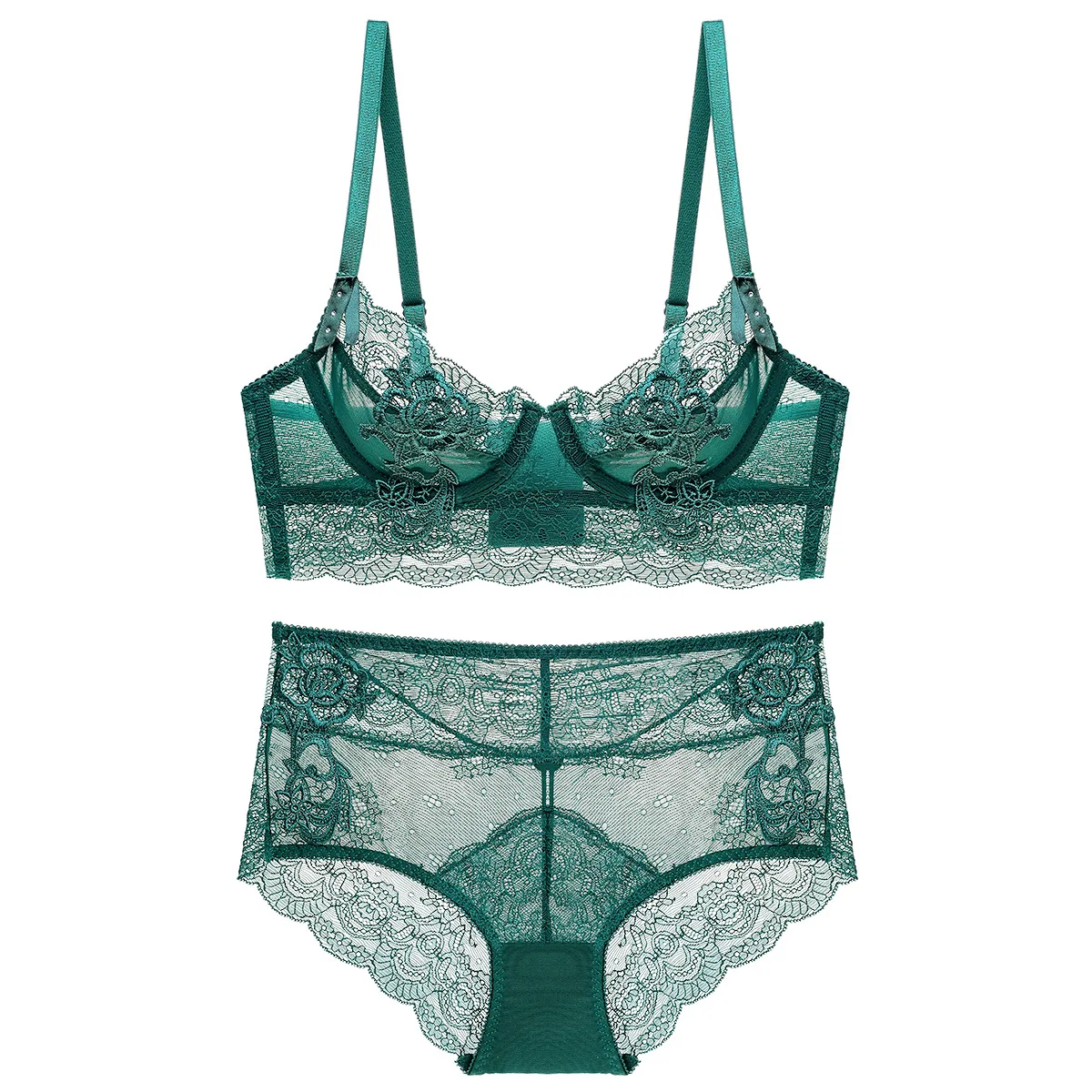 New Style Sexy Lace Ultra-Thin Bra Set Shao Nv Kuan Push Up Large Size Underwear