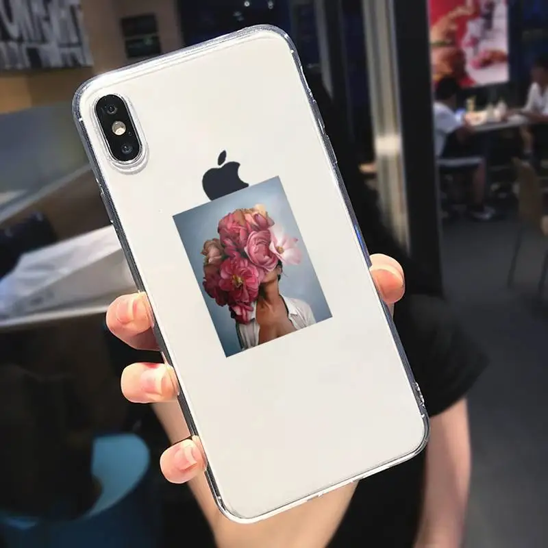 

design fashion women flowers Phone Case Transparent for iPhone 6 7 8 11 12 s mini pro X XS XR MAX Plus