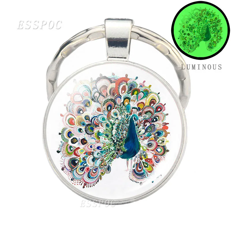 Светящийся цветной брелок в виде животных с изображением слона собаки павлина