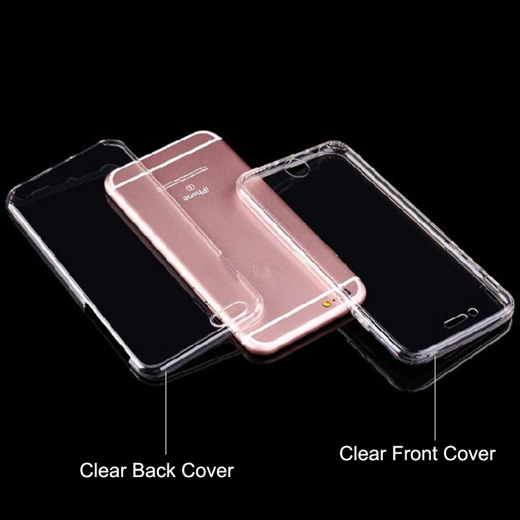 

For iPhone 13 12 Pro Max Mini 11 XS XR X SE 2020 7 8 Plus Clear Cover Front and Back Cases TPU Soft 360 Full Body Silicone