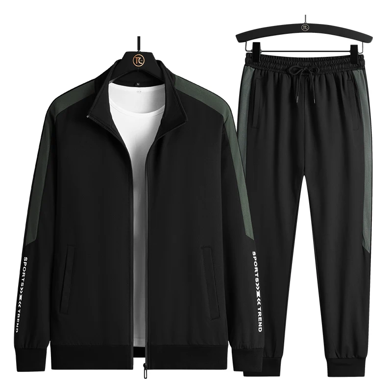 

Men Tracksuit Sets Spring Autumn New Male Jackets+Pants Two Piece Sets Running Streetwear Sport Suit Patchwork
