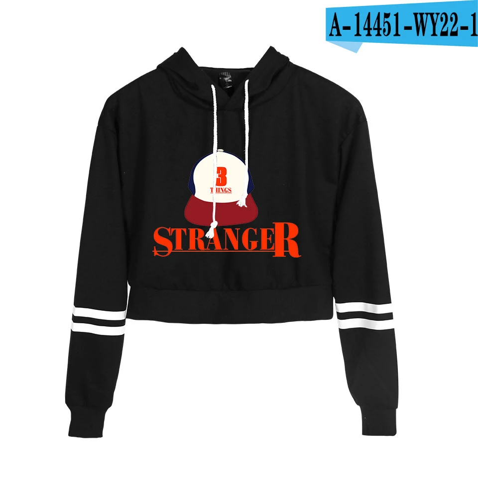 

Trendy Cute Stranger Things Women Spring Autumn Hoodies Sweatshirts High Waist Sexy Short Ladies Hoodies For Women-Clothes