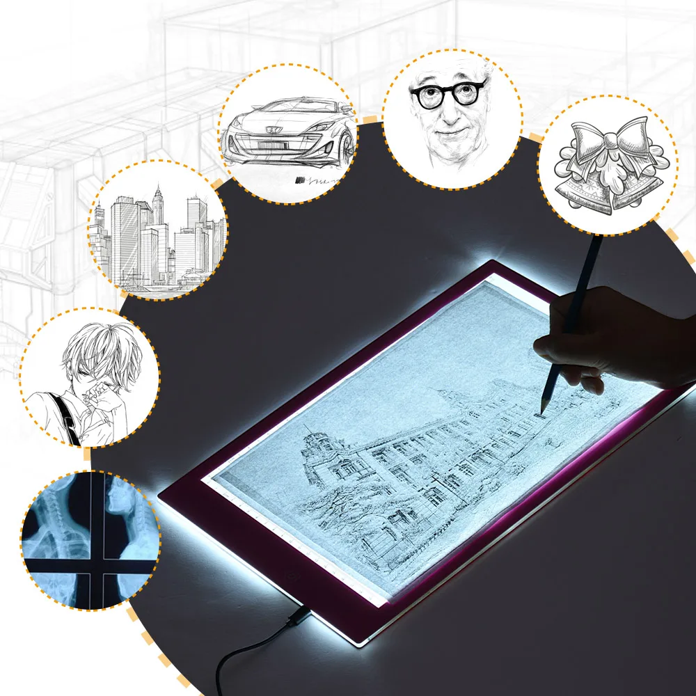 Ультратонкий Светодиодный лайтбокс формата А4 доска для рисования трассировки