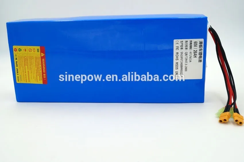 

60V 26ah lithium battery pack with charger for electric coco city scooter