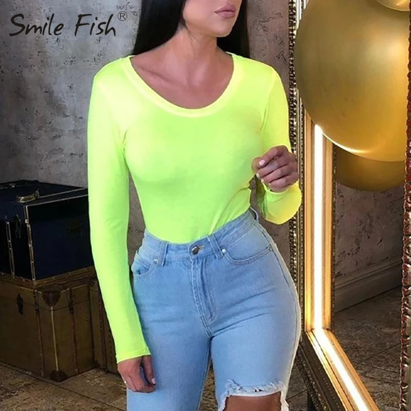 Осенне зимние комбинезоны повседневные неоновые однотонные облегающие боди с