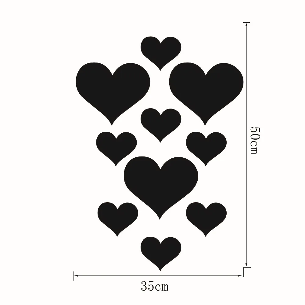 10 шт. зеркальные наклейки на стену в виде сердца | Дом и сад