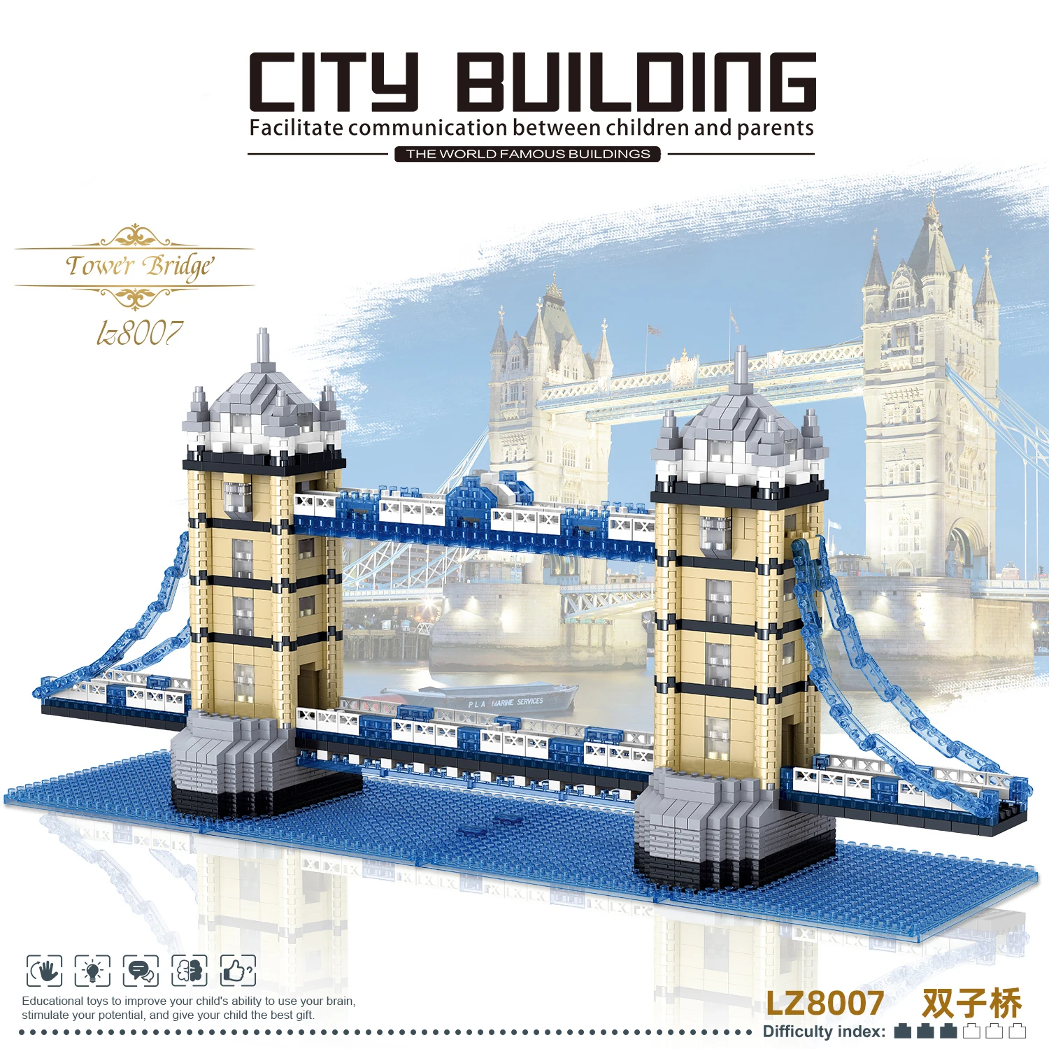 

Twin Bridge Architecture Building Set Model Kit STEAM Construction Toy Gift for Kids and Adults (1936 PCS)