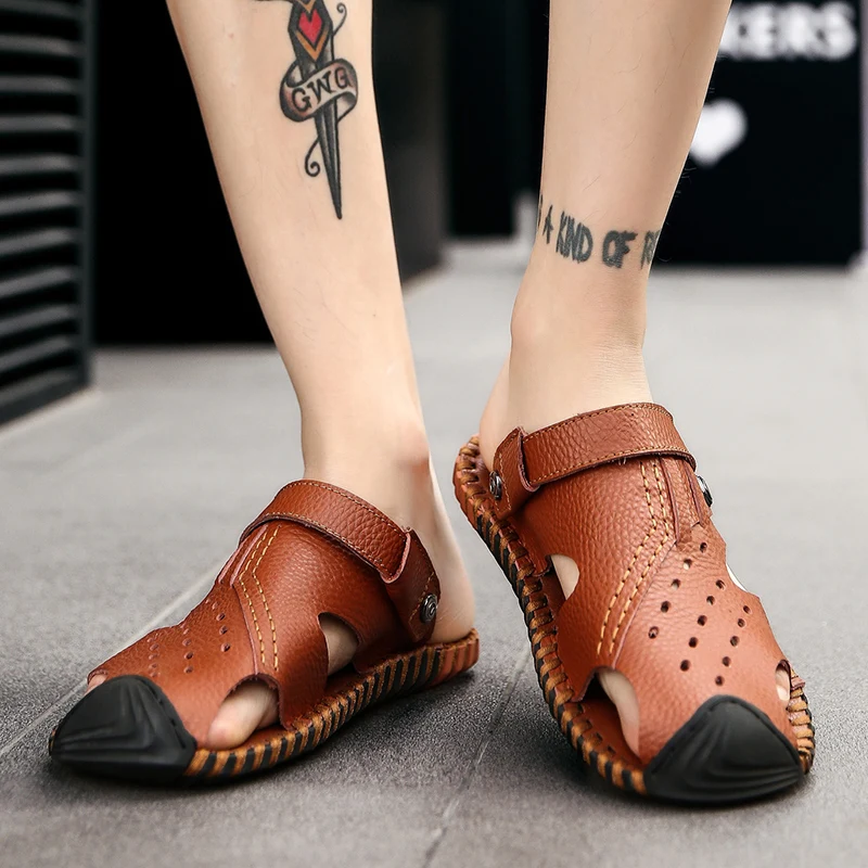 

Zandalias Hombre Sandalia Rasteira Sandale Homme Cuir Sandalet Erkek Sandalias De Cuero Para Hombre Sandals Men Leather Ete