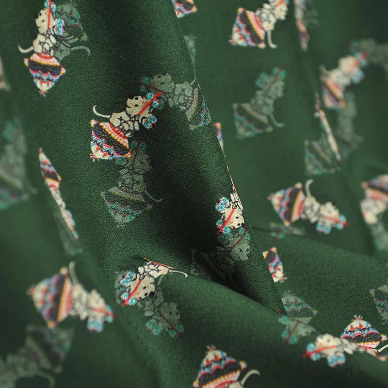 Натуральная шелковая ткань с цветочным принтом 24 мм Тяжелая крепированная