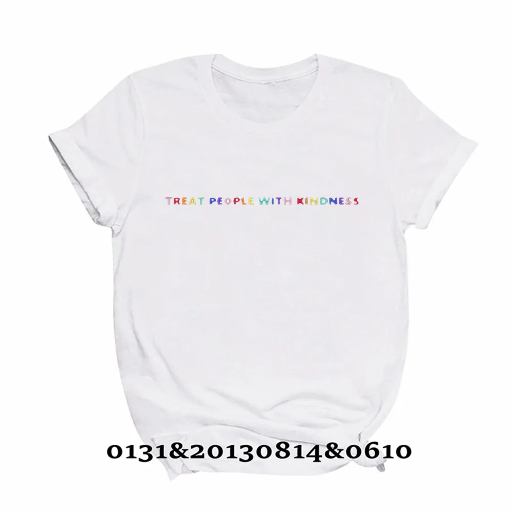 

TREAT PEOPLE WITH KINDNESS Letters Harajuku Print T-shirt Female Summer Short-Sleeved Tops Tees 90s Casual O-Neck T-shirt Women