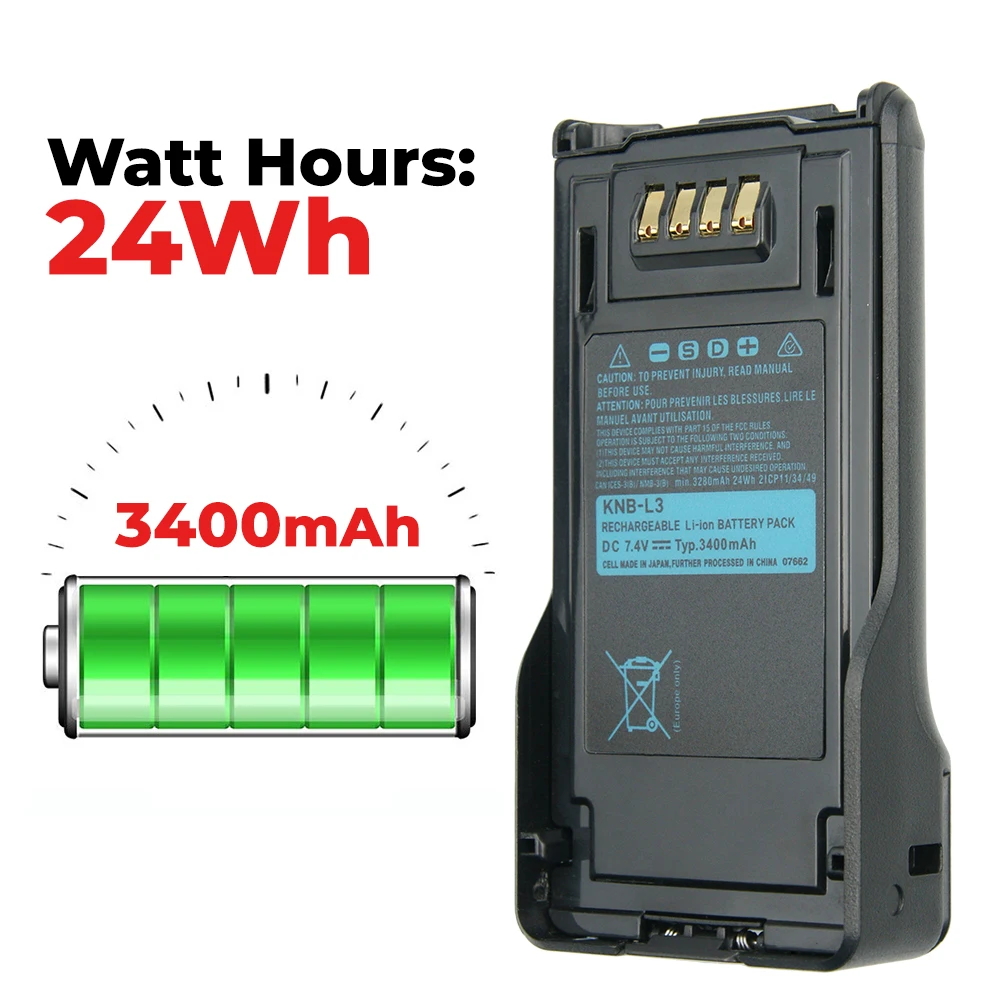 3400mAh KNB-L3 аккумулятор для Kenwood VP6230 TK-5430 NX-5000 NX-5200 серии Walkie Talkies сменная литий-ионная