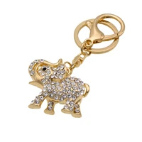 rhinestone crystal gold color body elephant keychain pattern purse bag car charm key ring buckle clasp women jewelry gifts