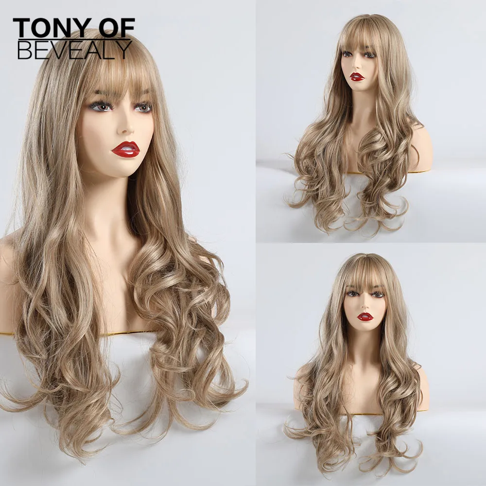 Женские синтетические парики светлого цвета длинные волнистые натуральные